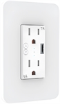 Nexxt Solutions NHE-W100 - Smart Wall Power Outlet, 2 Outlets, 1 USB, 110V/240V, WiFi 2.4GHz, White