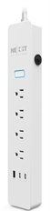 Nexxt Solutions NHP-E710 - Smart Surge Protector, 4 Outlets, 1 USB-A Port. 2 USB-C Ports, 100V-240V, 15A, 800 Joules