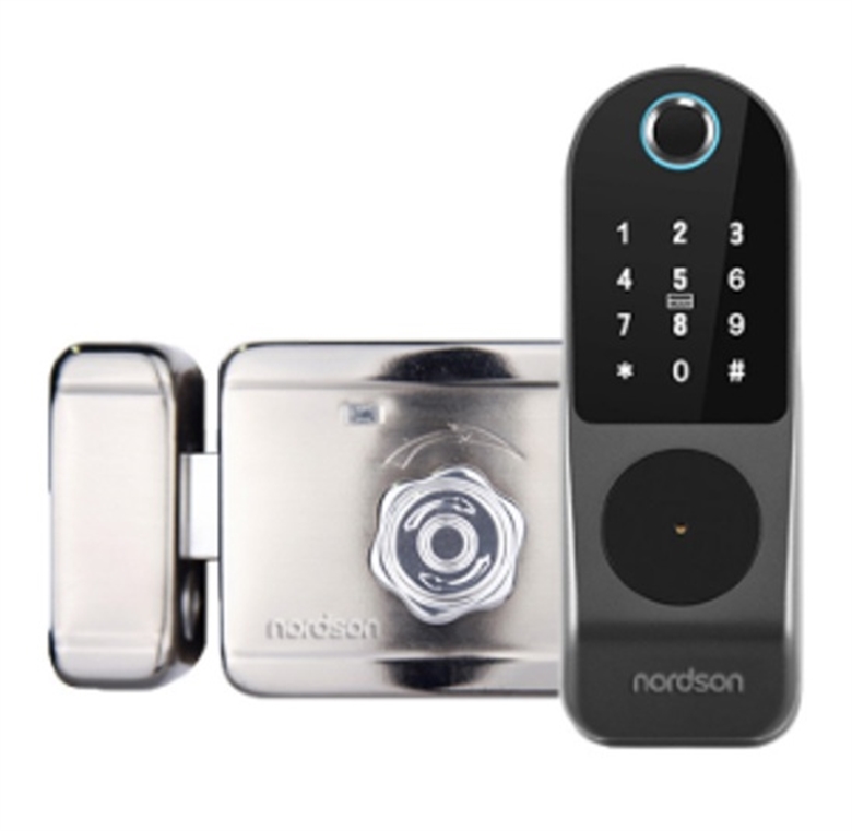 NS-S201WT White-Wi-Fi Smart Rim Lock-Front View