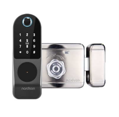 NS-S201WT White-Wi-Fi Smart Rim Lock-Side View