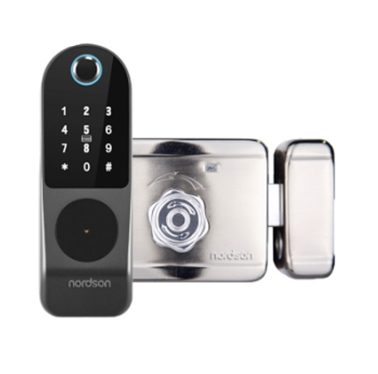 NS-S201WT White-Wi-Fi Smart Rim Lock-Side View