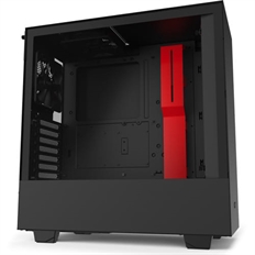 NZXT H510 - Case de Computadora, Torre Mediana, Mini-ITX, mATX, ATX, Negro y Rojo, Acero