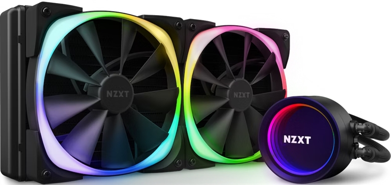 NZXT Kraken X63 CPU Cooler - RGB Front Isometric Fan View