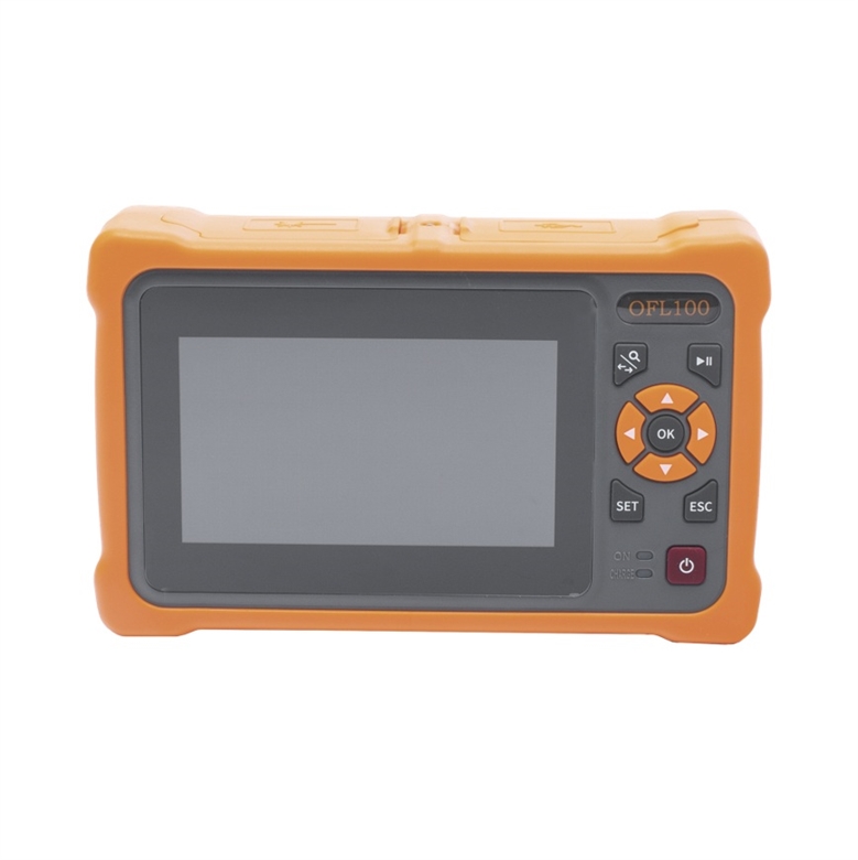 ofl100-handheld-singlemode-otdr-reflectometer-angled front view