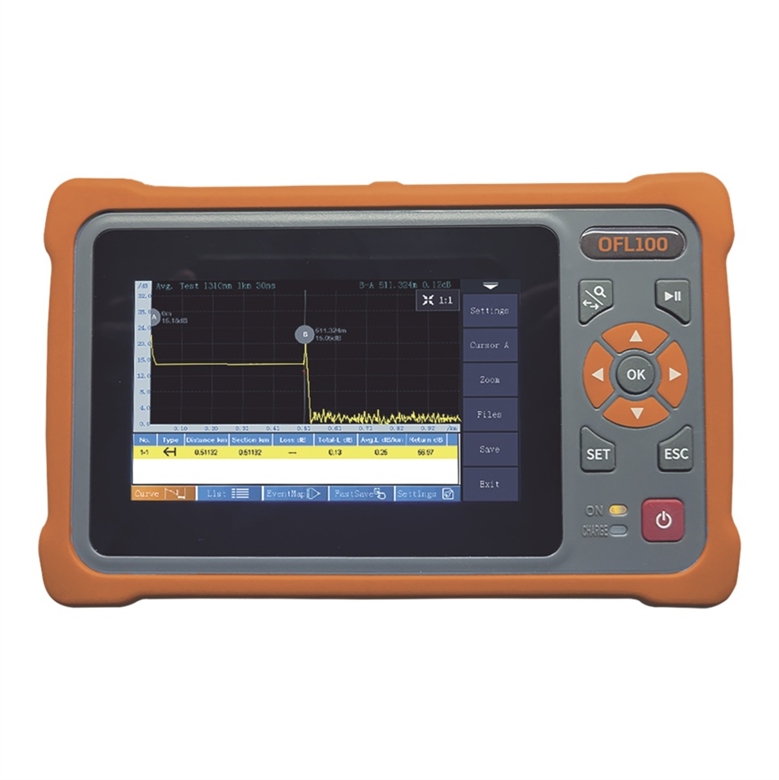 ofl100-handheld-singlemode-otdr-reflectometer-front view