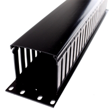 Ortronics OR-808044549 - Closed Cover Finger Duct Cable Management Panel, 19" Rack, 2U, 3" x 3" Duct, Black