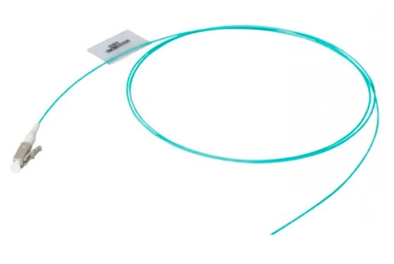 OR-852-0L9-009-55L Aqua-Pigtail de Fibra Optica OM4 LC Simplex 3m-Vista Diagonal