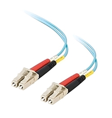 Legrand Quiktron  - OM4 Fiber Optic Patch Cord Cable, LC to LC Connectors, 50/125 µm Multimode Fiber, Riser PVC Jacket, Aqua, 21.3 Meters