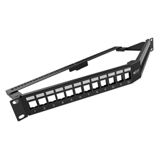 Nexxt Solutions PCGPSMO1U24ANBK - Panel de Parcheo para Rack, Modular, Angular, Blindado S/FTP, 24 Puertos, 1U