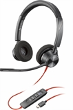 Poly Blackwire 3320 - Headset, Estéreo, Supraaurales, Cableado, USB-A, USB-C, 20Hz - 20kHz, Negro