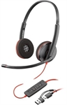 Poly Blackwire 3220 - Headset, Stereo, On-ear Headband, Wired, USB-C, USB, 20Hz - 20kHz, Black