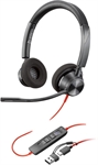 Poly Blackwire 3320 - Headset, Estéreo, Supraaurales, Cableado, USB-A, USB-C, 20Hz - 20kHz, Negro