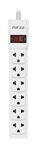 Forza PS-001W - Power Strip, 6 Outlets, 110V/220V, 10A/15A, Lighted Switch, 90cm Cord, Overload Protection