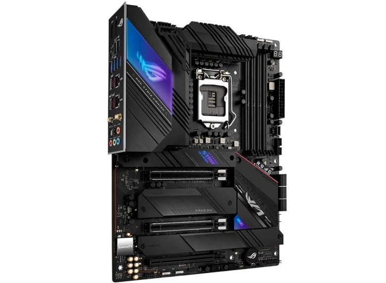 ROG STRIX Z590-E GAMING WIFI Motherboard Front Tilted View