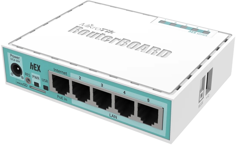 ROUTER AP MIKROTIK hEX 5 Gigabit Ethernet Front View 2