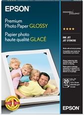 Epson S041464 - Papel Fotográfico Premium Brillante, 5 x 7 pulgadas, 20 Hojas