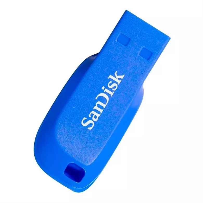 SanDisk Cruzer Blade 16 GB Azul Vista Isométrica