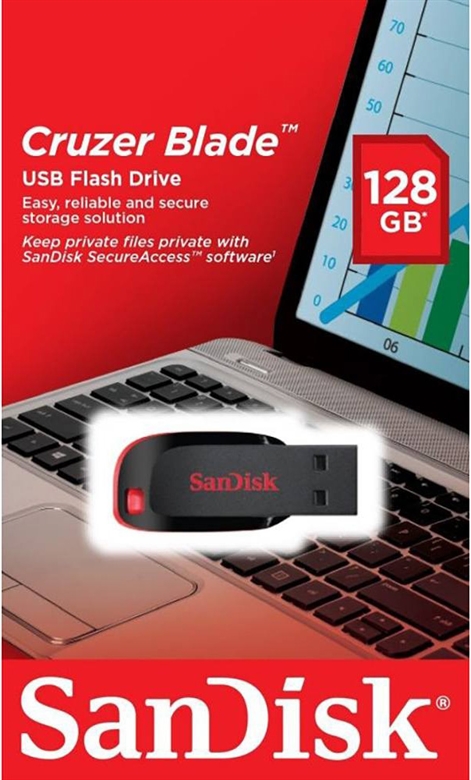 Buy SanDisk Cruzer Blade USB Flash Drive 128GB Black Online - Shop