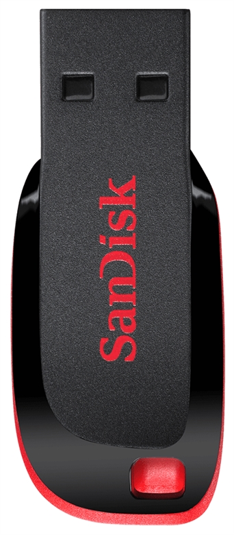 SanDisk Cruzer Blade USB 8GB Flash Drive Black and Red Vertical