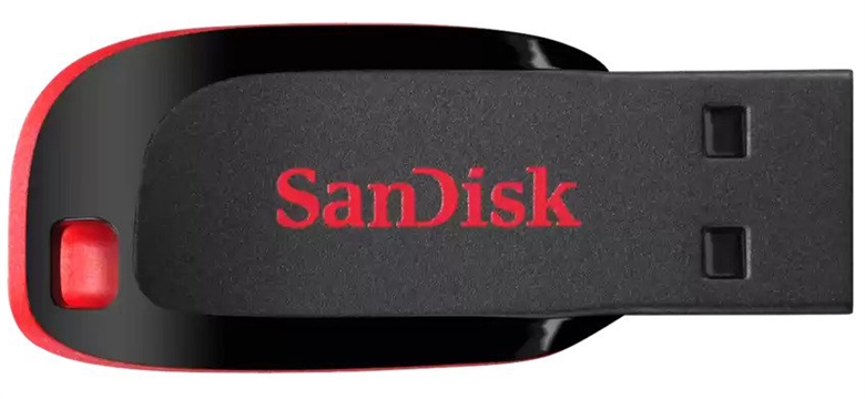 SanDisk Cruzer Blade USB 64GB Flash Drive Black and Red