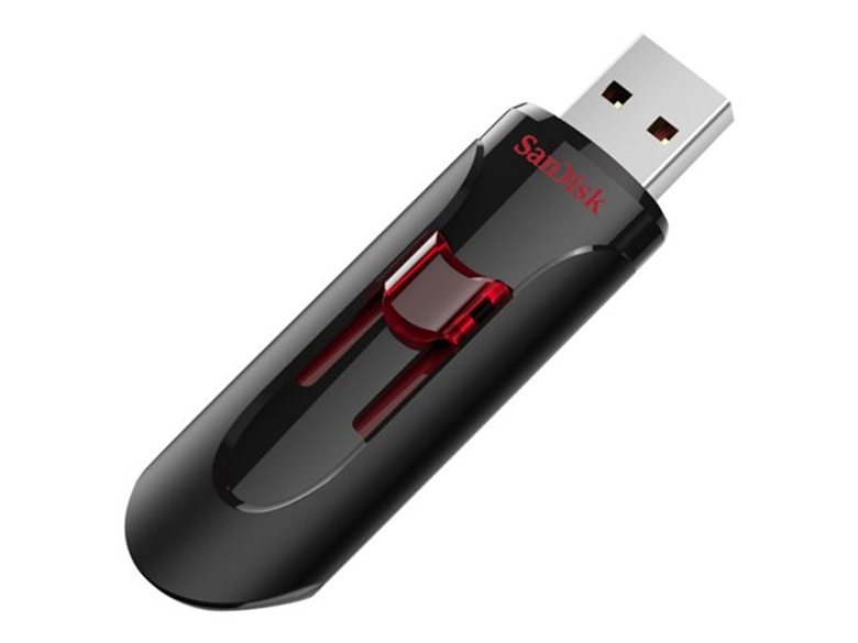 SanDisk Cruzer Glide 3.0 128 GB Black-Red Isometric Right View