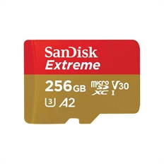 Sandisk Extreme - Memoria MicroSD, 256GB, Clase 10, A2