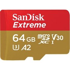 SanDisk Extreme - Memoria MicroSD, 64GB, Clase 10, A2