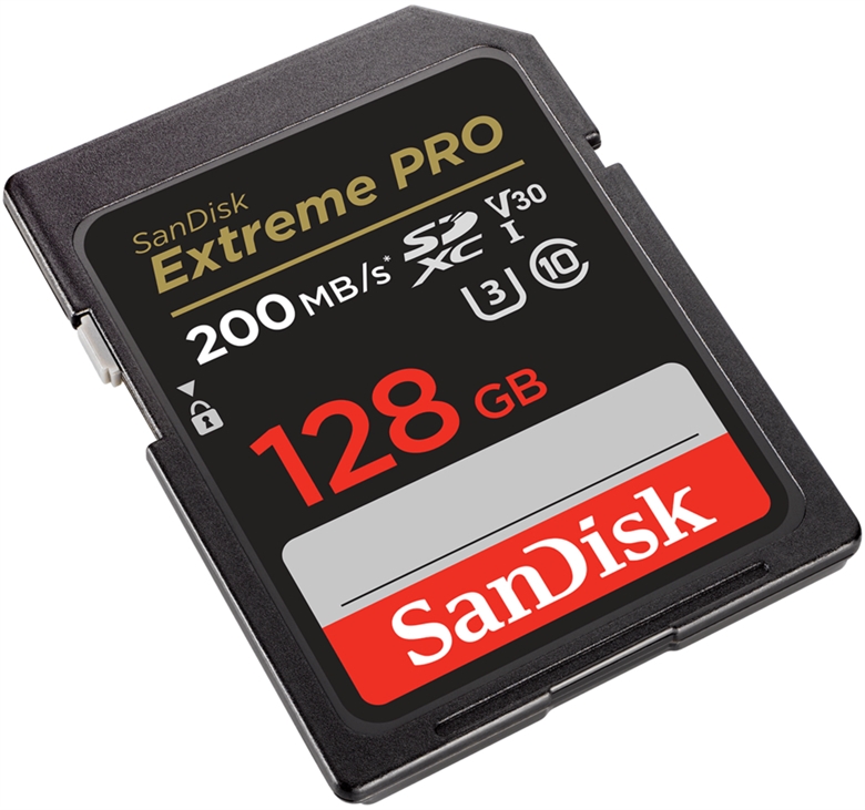 SanDisk Extreme Pro isometric left view 128gb