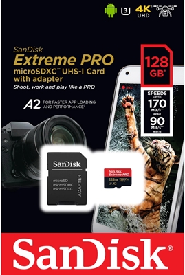 SanDisk Extreme PRO - SD Adapter - and Micro SD - View - 128