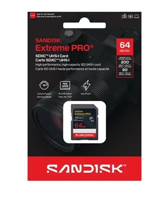 SanDisk Extreme PRO SDXC 64GB Card-Box View