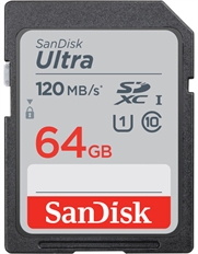 SanDisk Ultra - Memoria SD, 64GB, Clase 10