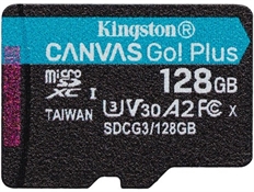 Kingston Canvas Go - Memoria MicroSD, 128GB, Clase 10, A2