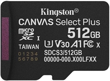 Kingston Canvas Select Plus - MicroSD, 512GB, Class 10, A1