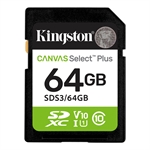 Kingston Canvas Select Plus - 64GB SDXC Memory Card, UHS-I Class 10, U1, V10, Up to 100MB/s