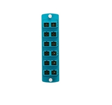 Leviton  - Placa Adaptadora de Fibra Óptica OPT-X SDX, 6 Acopladores SC Dúplex, Multimodo OM3/OM4, Montaje en Rack y Gabinete, Aqua