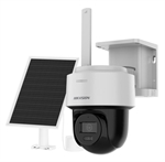 Hikvision  - Cámara de Seguridad Pan-Tilt 4MP con Tecnología AOV SolarVu, Lente Fijo 2.8mm, Ranura Celular 4G LTE, Panel Solar 8W y Batería 9000mAh, Luz Híbrida Inteligente, Ranura MicroSD, IP66, Blanco