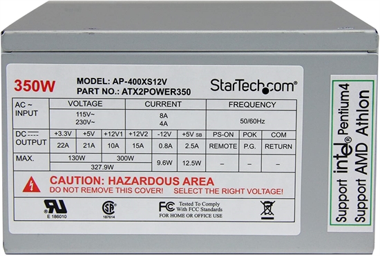 StarTech ATX2POWER350 Power Supply Info