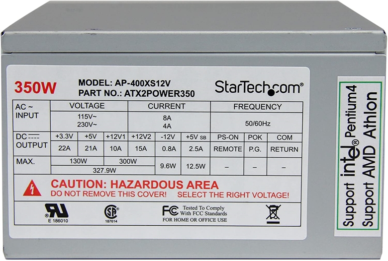 StarTech ATX2POWER350 Power Supply Info