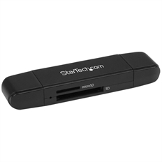 StarTech USB - Lector de Memorias, Negro, SD, microSD, SDHC, microSDHC, SDXC, microSDXC, USB 3.0/USB-C