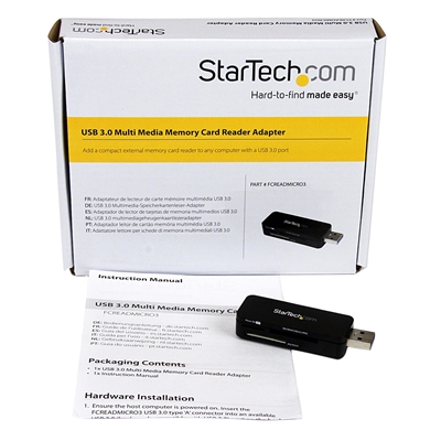 StarTech.com FCREADMICRO3 SD MicroSD MS Memory Media Reader USB 3 Package View