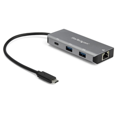 StarTech.com HB31C2A1CGB - Hub USB, 3 Puertos, USB 3.1 Tipo-C y Tipo-A, RJ-45 Gigabith Ethernet, 10Gbps