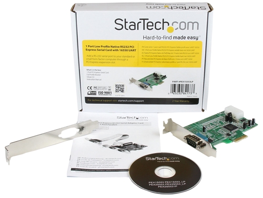 StarTech.com PEX1S553LP x1 PCI Express to RS-232 Serial Port Adapter Box Contents