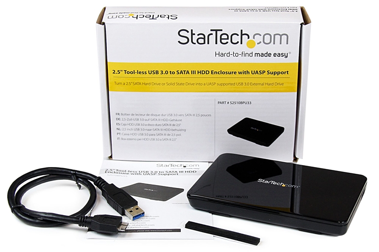 StarTech.com S2510BPU33 2.5" Hard Drive Enclosure Package Contents