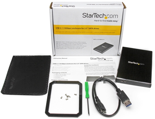 StarTech.com S251BMU313 2.5" Hard Drive Enclosure Package Contents