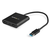 StarTech.Com USB32HD2 - Adaptador de Video, USB 3.0 Macho a 2x HDMI Hembra, Hasta 4K, 25cm, Negro