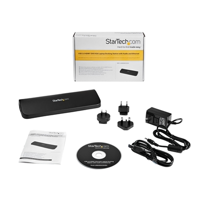 StarTech.Com USB3SDOCKHDV Estación de Conexión de Video USB 3 a HDMI VGA 3.5mm Vista Contenido del Paquete