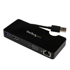 StarTech.com USB3SMDOCKHV - Hub USB, 4 Puertos, USB 3.0, HDMI, VGA, RJ-45, 5Gbps