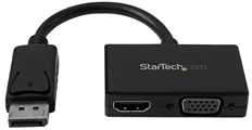 StarTech DP2HDVGA - Cable de Video, DisplayPort Macho a HDMI o VGA Hembra, Hasta 1920 x 1200 o 1080p, 15cm, Negro