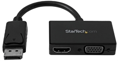 StarTech DP2HDVGA - Adaptador de Video, DisplayPort Macho a HDMI o VGA Hembra, Hasta 1920 x 1200 o 1080p, 15cm, Negro