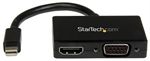 StarTech MDP2HDVGA - Adaptador de Video, Mini DisplayPort Macho a HDMI y VGA Hembra, Hasta 1920 x 1200 o 1080p, 15cm, Negro